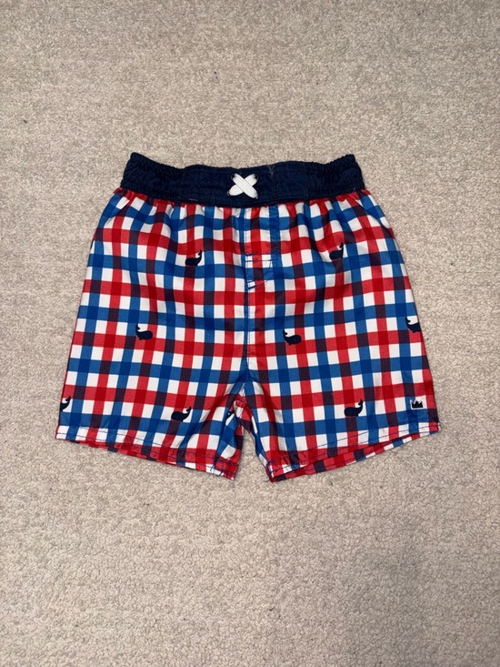 crown & ivy Other - Crown & Ivy Baby Boy Whale Gingham Swim Trunks - Size 24M